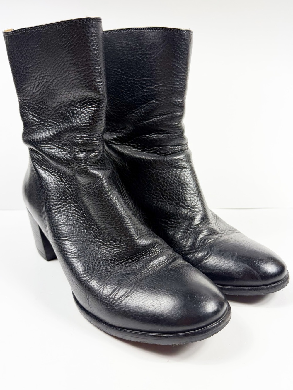 Carlo Pazolini Women's Black Leather Mid-Calf Heeled‎ Boots 38 7.5